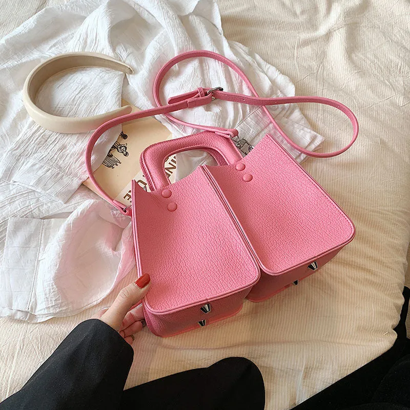 Vintage Lychee Pattern Small Handbags Women2023Summer Small Square Bag Fashion Special-Interest Shoulder Bag