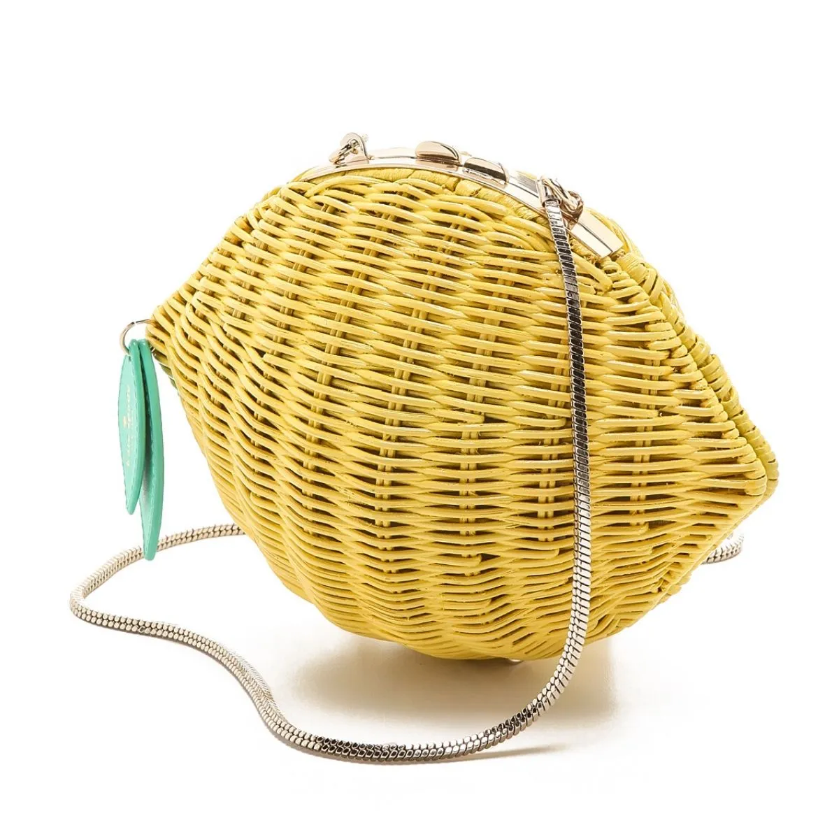 Vita Riva Wicker Lemon Clamshell Clutch