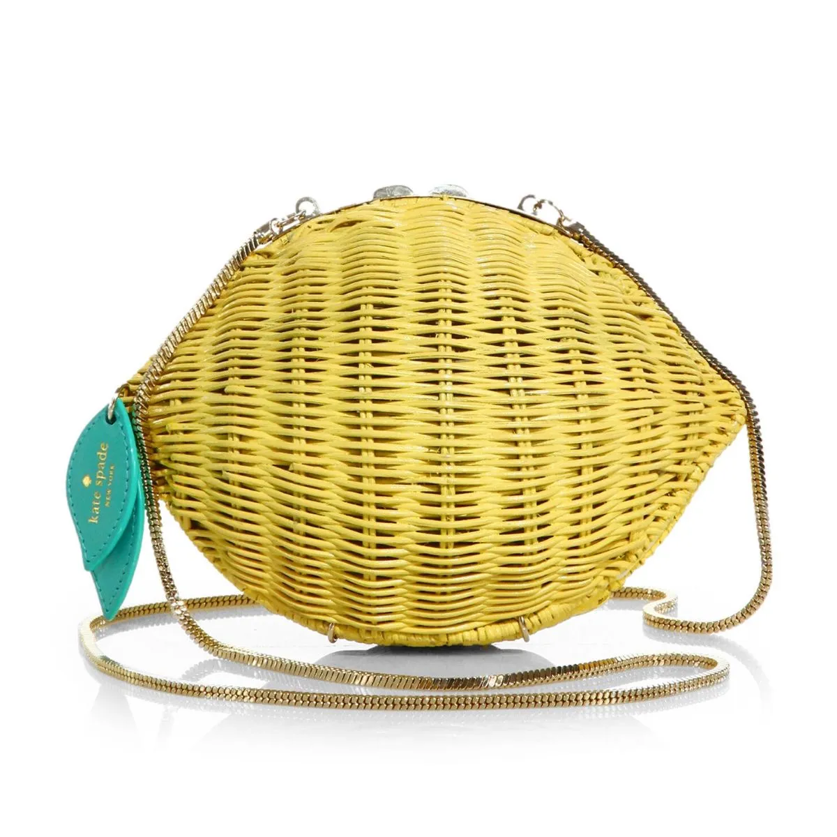 Vita Riva Wicker Lemon Clamshell Clutch