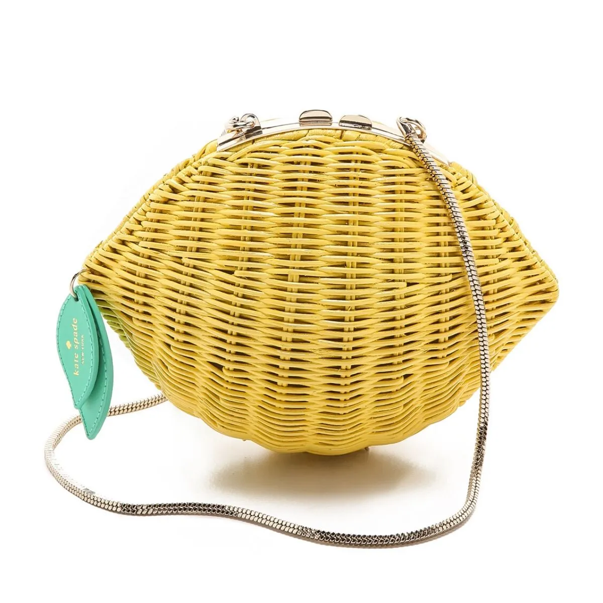Vita Riva Wicker Lemon Clamshell Clutch