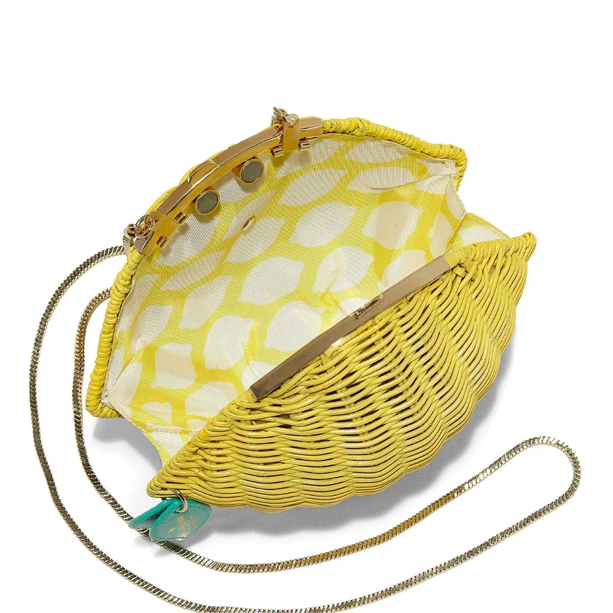 Vita Riva Wicker Lemon Clamshell Clutch