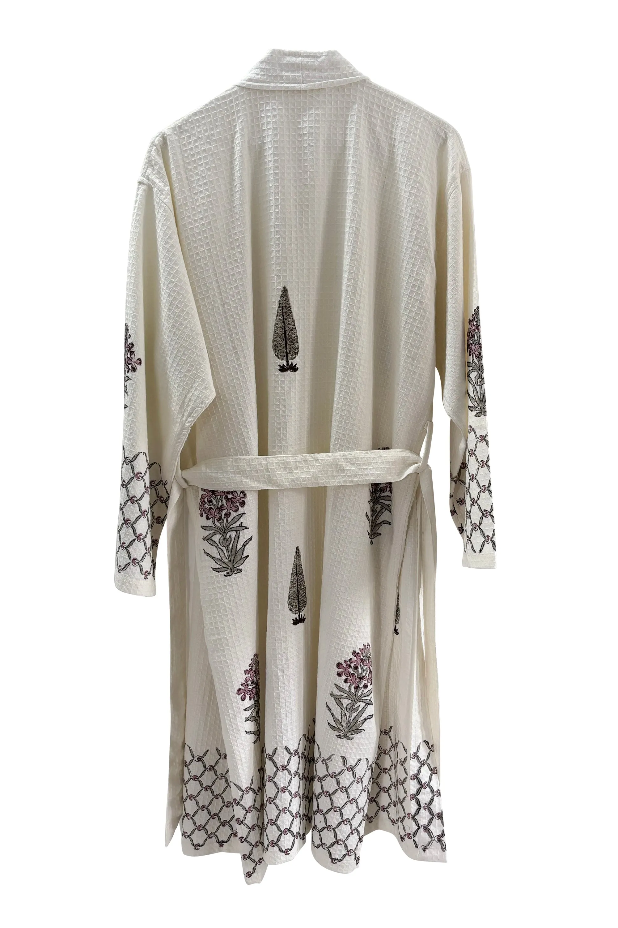 Waffle Cotton Blockprint Robe Tree