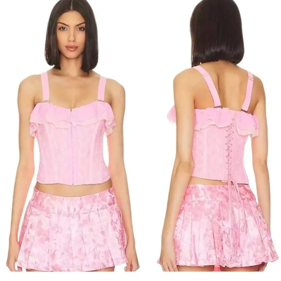WE ARE HAH Seams Like Princess Corset M Rose Quartz Pink Lace Up Sexy- S &amp; M