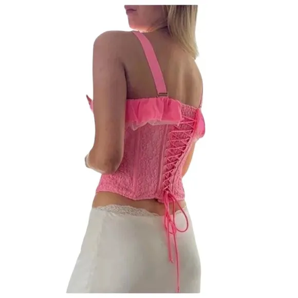 WE ARE HAH Seams Like Princess Corset M Rose Quartz Pink Lace Up Sexy- S &amp; M