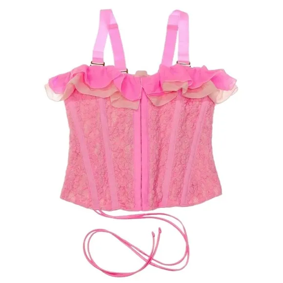 WE ARE HAH Seams Like Princess Corset M Rose Quartz Pink Lace Up Sexy- S &amp; M