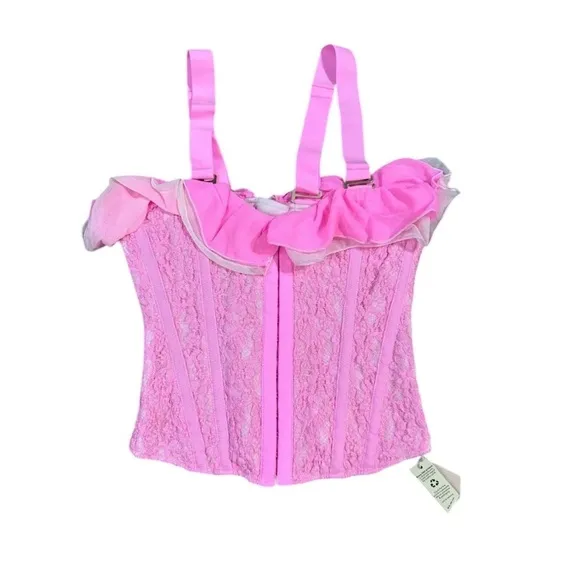 WE ARE HAH Seams Like Princess Corset M Rose Quartz Pink Lace Up Sexy- S &amp; M