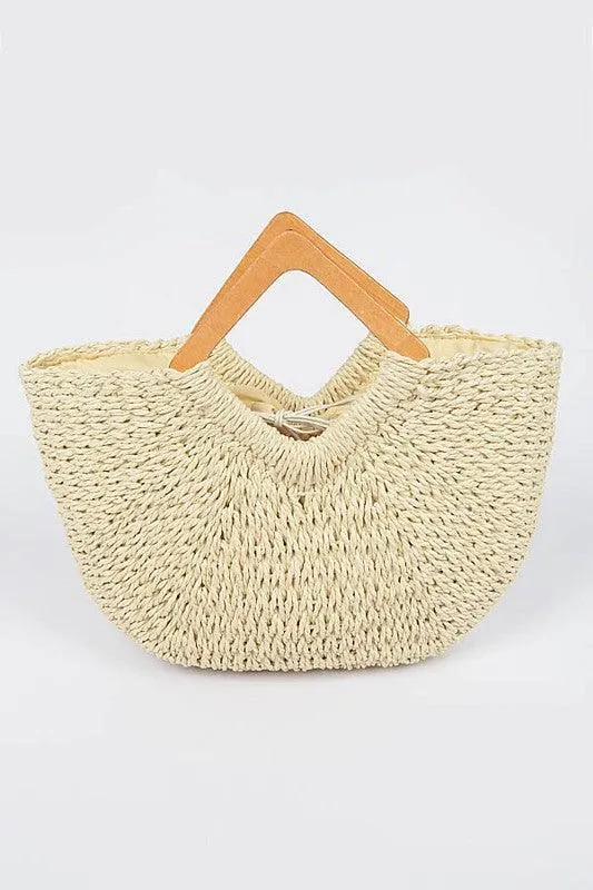 Weaved Square Handle Tote Bag