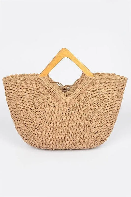 Weaved Square Handle Tote Bag