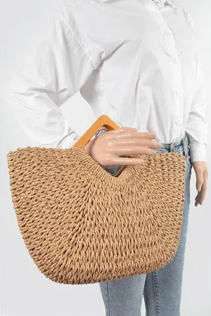 Weaved Square Handle Tote Bag