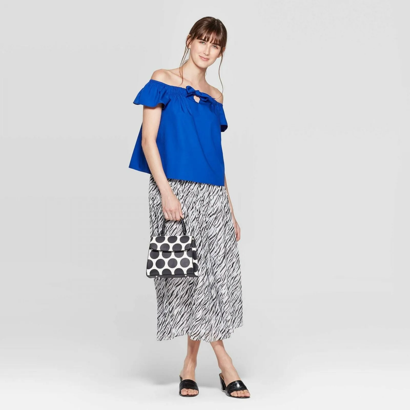 Who What Wear Women's Short Sleeve Off The Shoulder Cropped Bardot Top