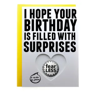 WHOLESALE PIN GREETING CARD - I HOPE YOUR BIRTHDAY IS FILLED WITH SURPRISES