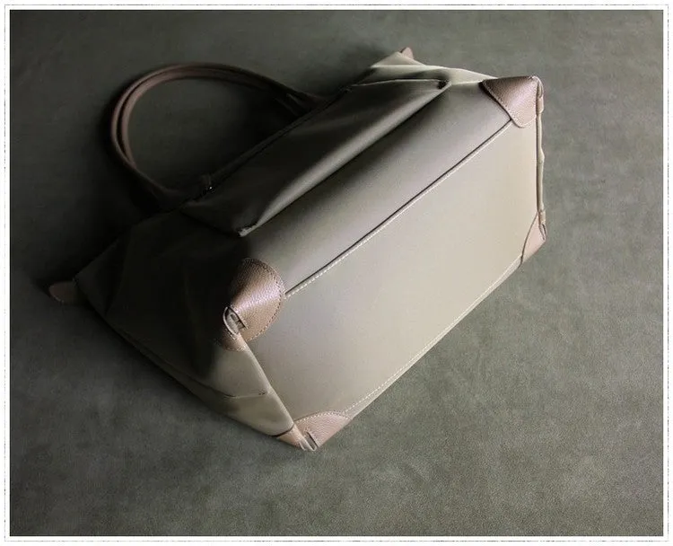 Womens Black Nylon Shoulder Tote Large Light Pink&Black Nylon Handbag Purse for Ladies