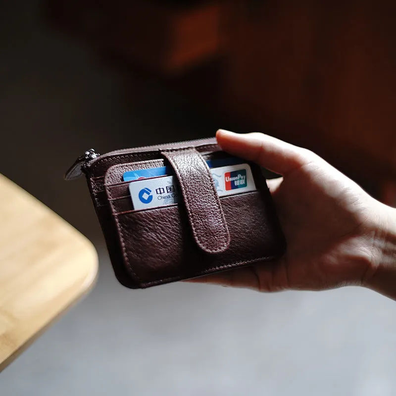 Womens Brown Leather Card Holders Wallet Slim Billfold Wallet Card Holders for Ladies