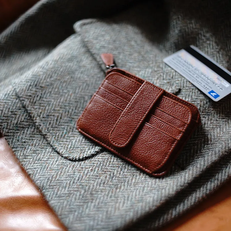 Womens Brown Leather Card Holders Wallet Slim Billfold Wallet Card Holders for Ladies