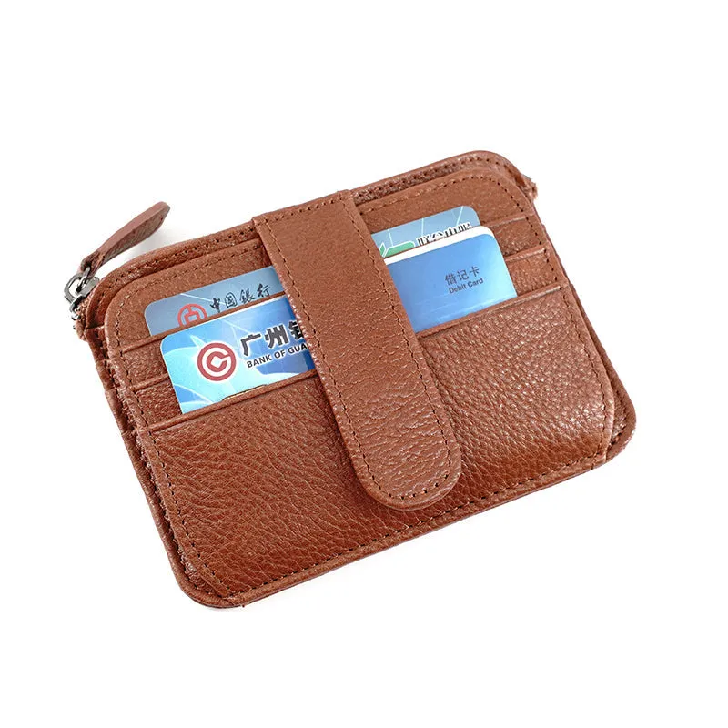 Womens Brown Leather Card Holders Wallet Slim Billfold Wallet Card Holders for Ladies