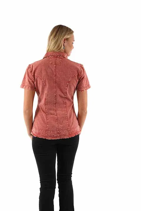 Women's Cantina Collection Top: Short Sleeve Soutache Trim