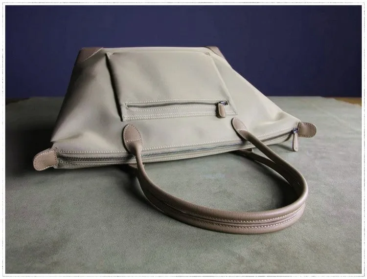 Womens Dark Gray Nylon Shoulder Tote Large Dark Gray Nylon Handbag Purse for Ladies