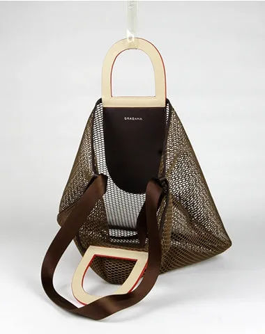 Womens Khaki Net Polyester Leather Tote Handbag Purse Polyester Tote Shoulder Bag Purse for Ladies