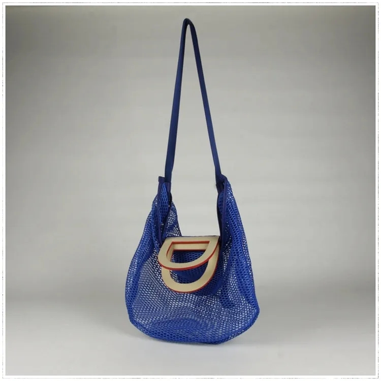 Womens Khaki Net Polyester Leather Tote Handbag Purse Polyester Tote Shoulder Bag Purse for Ladies