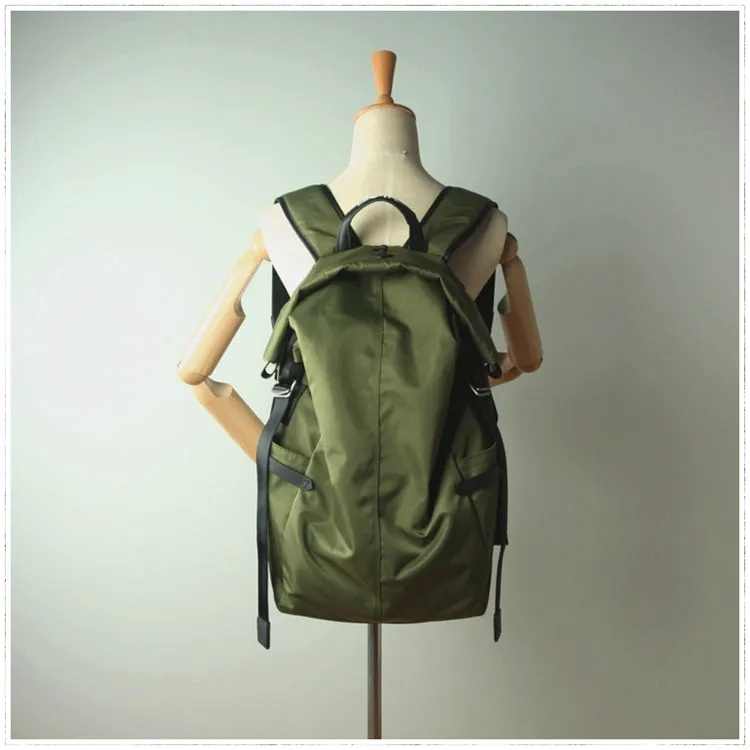 Womens Nylon Large Backpack Bag Orange Nylon Travel Backpack School Rucksack for Ladies