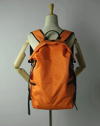 Womens Nylon Large Backpack Bag Orange Nylon Travel Backpack School Rucksack for Ladies