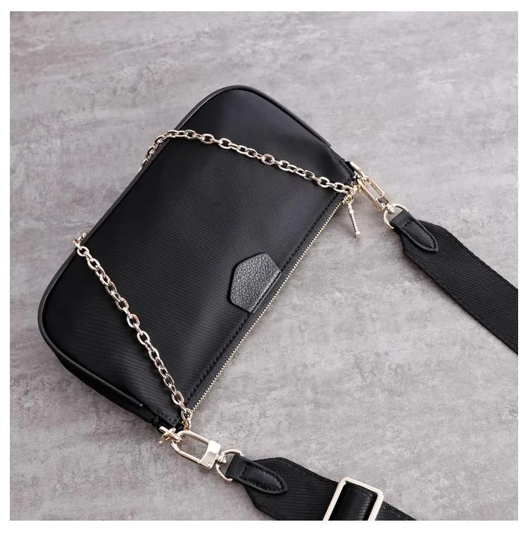 Womens Nylon Mini Shoulder Purse Womens Pink Nylon Chain Shoulder Bag Nylon Chain Purse for Ladies
