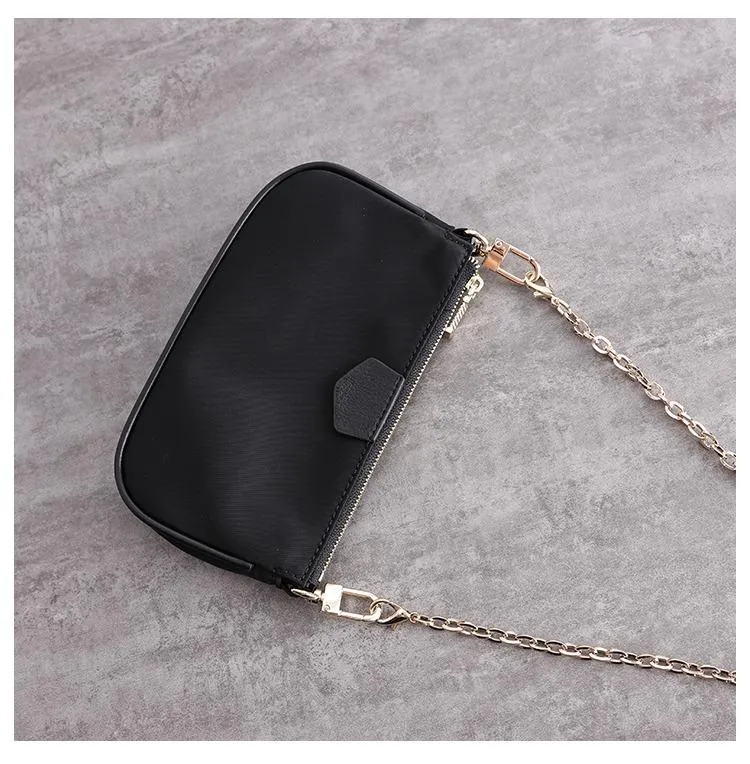 Womens Nylon Mini Shoulder Purse Womens Pink Nylon Chain Shoulder Bag Nylon Chain Purse for Ladies