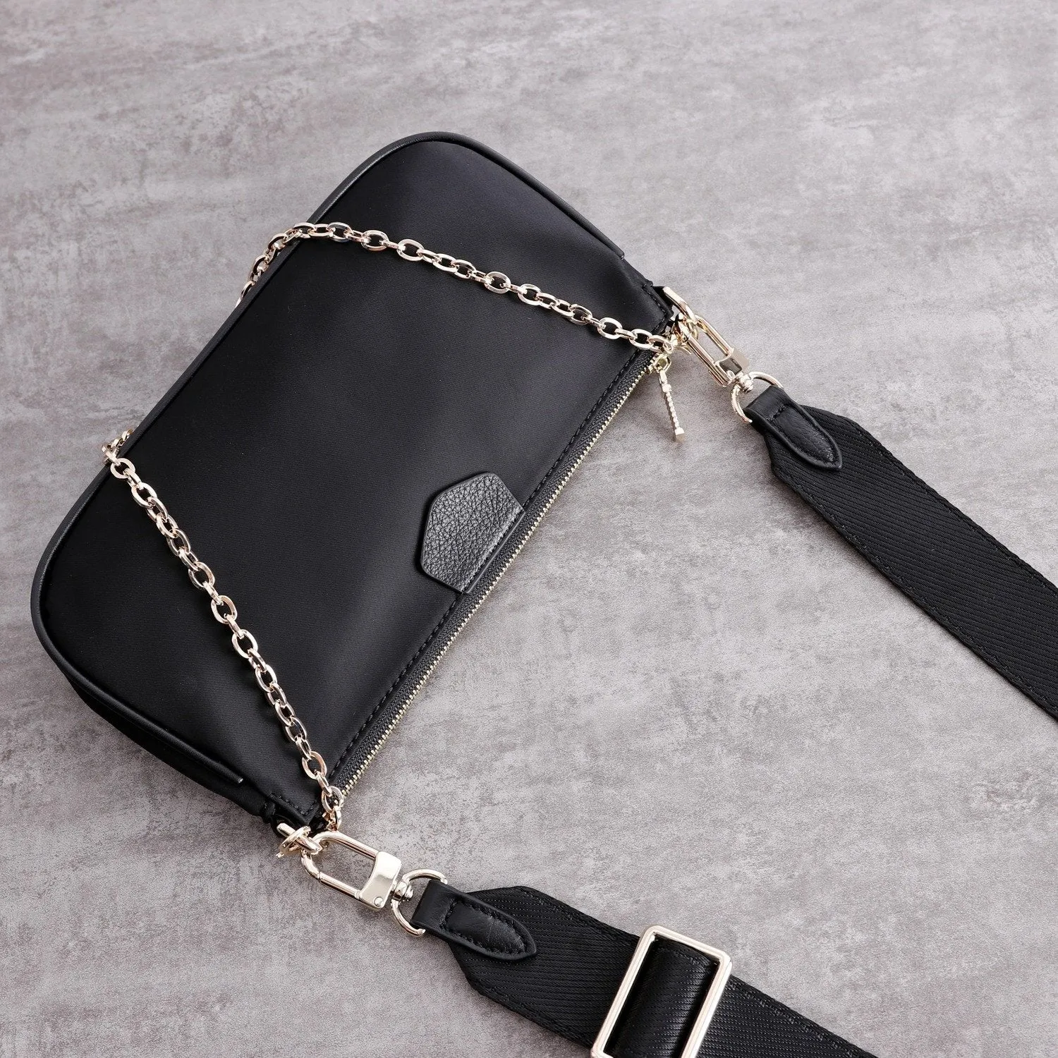 Womens Nylon Mini Shoulder Purse Womens Pink Nylon Chain Shoulder Bag Nylon Chain Purse for Ladies
