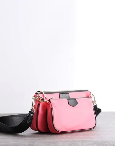 Womens Nylon Mini Shoulder Purse Womens Pink Nylon Chain Shoulder Bag Nylon Chain Purse for Ladies
