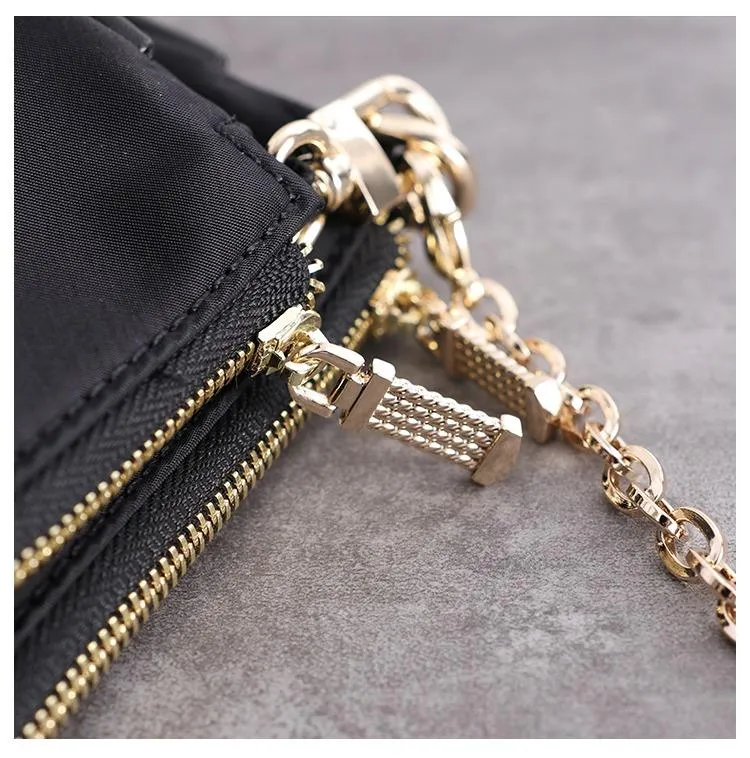 Womens Nylon Mini Shoulder Purse Womens Pink Nylon Chain Shoulder Bag Nylon Chain Purse for Ladies