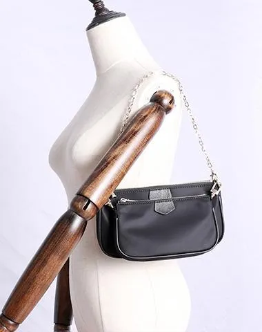 Womens Nylon Mini Shoulder Purse Womens Pink Nylon Chain Shoulder Bag Nylon Chain Purse for Ladies