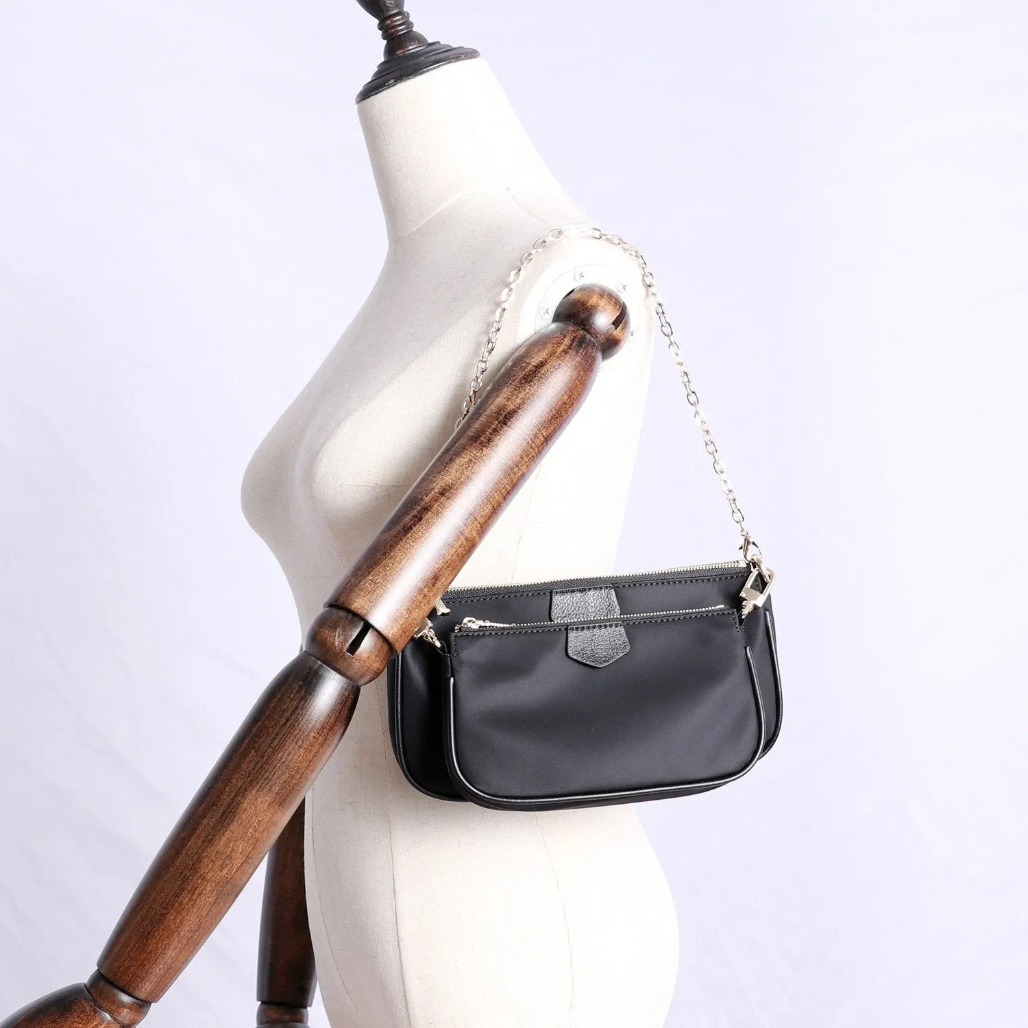 Womens Nylon Mini Shoulder Purse Womens Pink Nylon Chain Shoulder Bag Nylon Chain Purse for Ladies