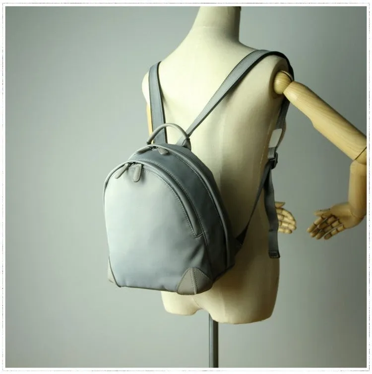 Womens Nylon Small Backpack Bag Light Gray&Yellow Best Mini Backpack Purse Nylon Rucksack for Ladies