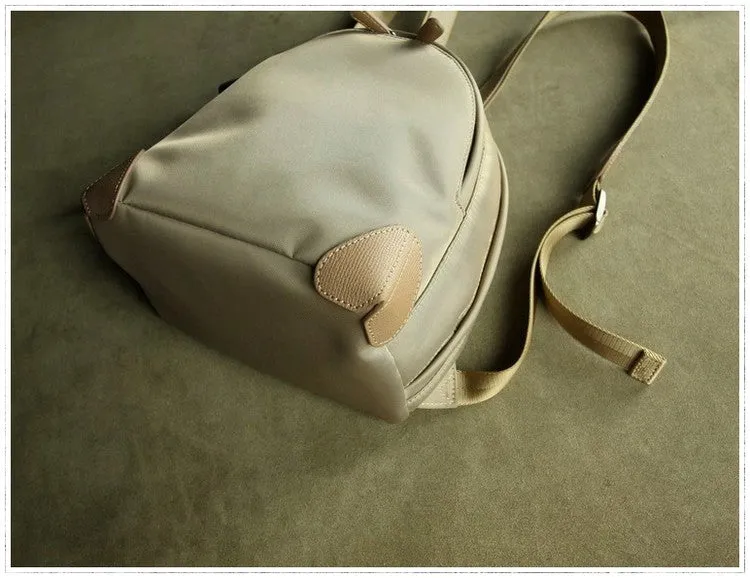 Womens Nylon Small Backpack Bag Light Gray&Yellow Best Mini Backpack Purse Nylon Rucksack for Ladies