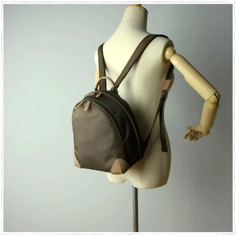 Womens Nylon Small Backpack Bag Light Gray&Yellow Best Mini Backpack Purse Nylon Rucksack for Ladies