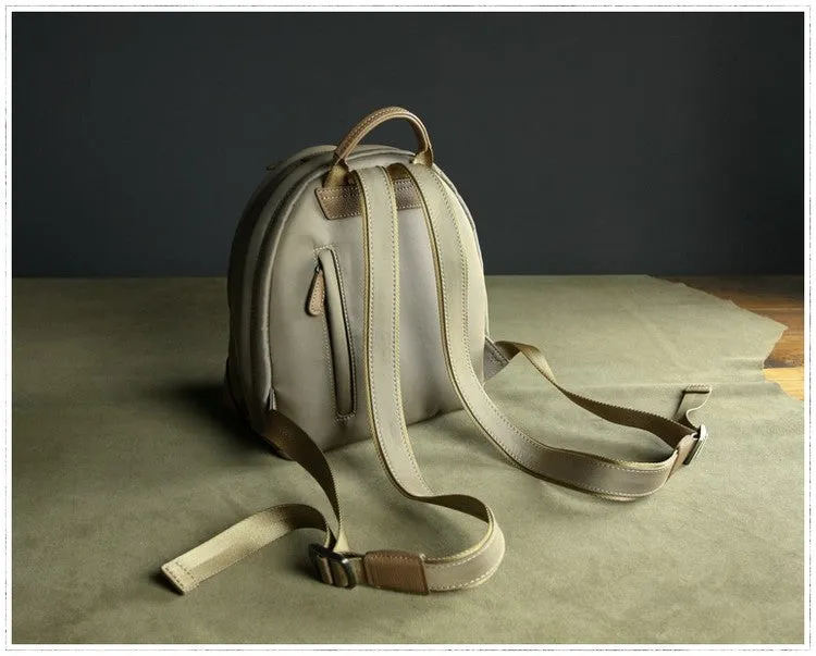 Womens Nylon Small Backpack Bag Light Gray&Yellow Best Mini Backpack Purse Nylon Rucksack for Ladies