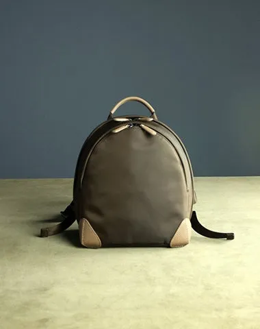 Womens Nylon Small Backpack Bag Light Gray&Yellow Best Mini Backpack Purse Nylon Rucksack for Ladies