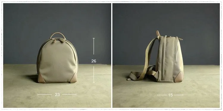 Womens Nylon Small Backpack Bag Light Gray&Yellow Best Mini Backpack Purse Nylon Rucksack for Ladies