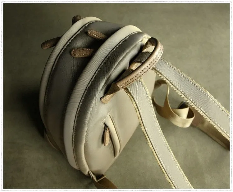 Womens Nylon Small Backpack Bag Light Gray&Yellow Best Mini Backpack Purse Nylon Rucksack for Ladies
