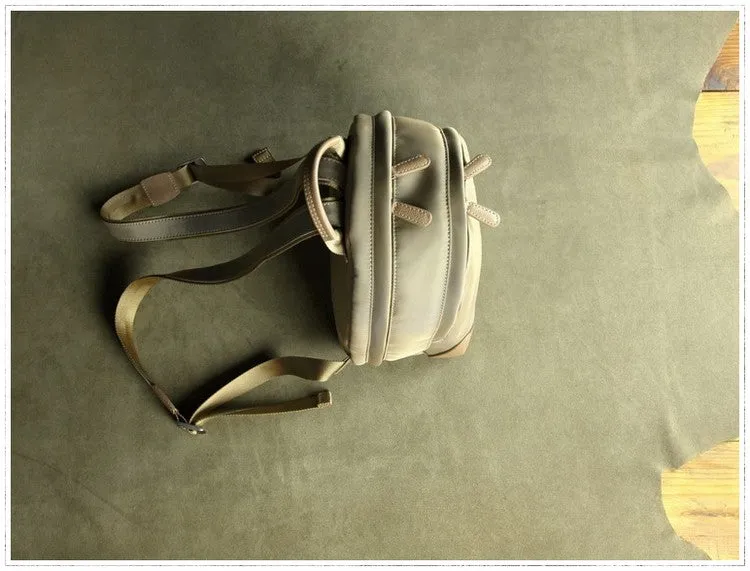 Womens Nylon Small Backpack Bag Light Gray&Yellow Best Mini Backpack Purse Nylon Rucksack for Ladies
