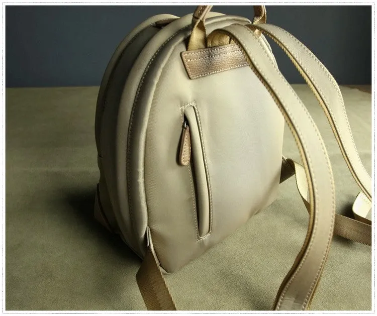 Womens Nylon Small Backpack Bag Light Gray&Yellow Best Mini Backpack Purse Nylon Rucksack for Ladies