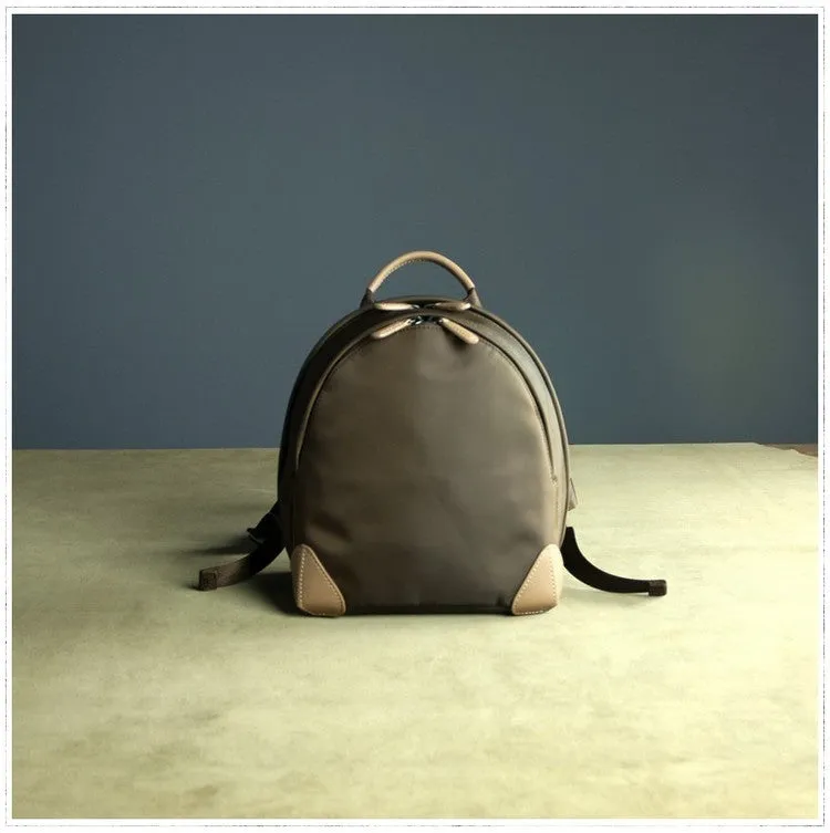 Womens Nylon Small Backpack Bag Light Gray&Yellow Best Mini Backpack Purse Nylon Rucksack for Ladies