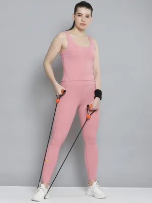 Women's Pink Solid Quick Dry Tights