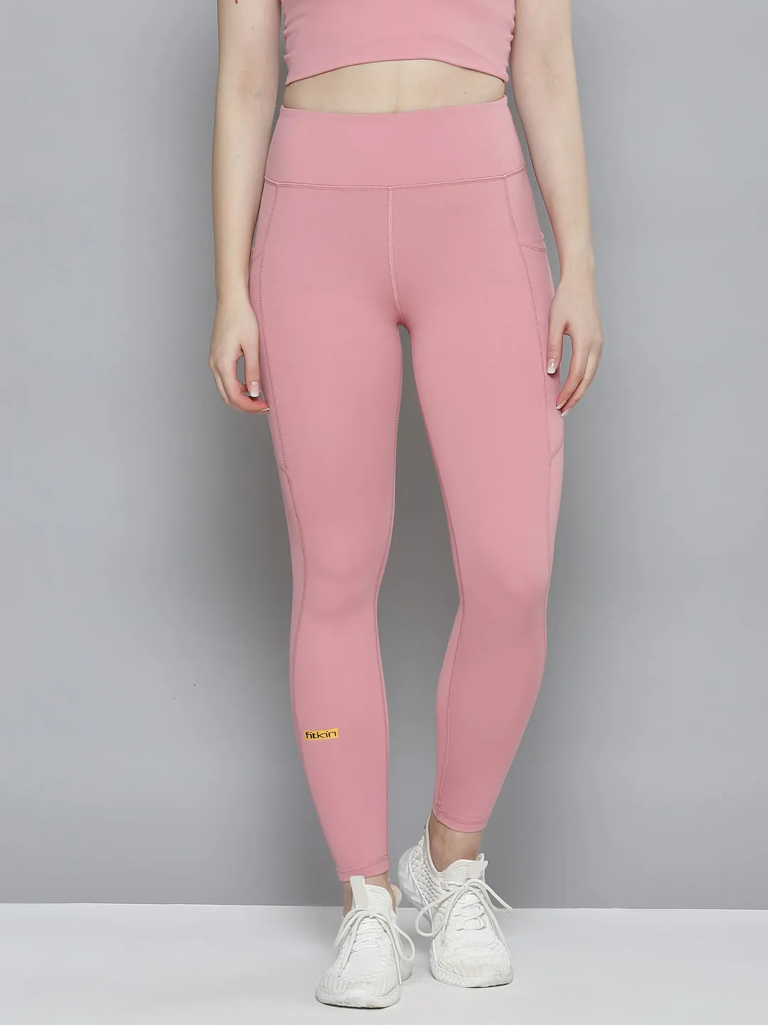 Women's Pink Solid Quick Dry Tights