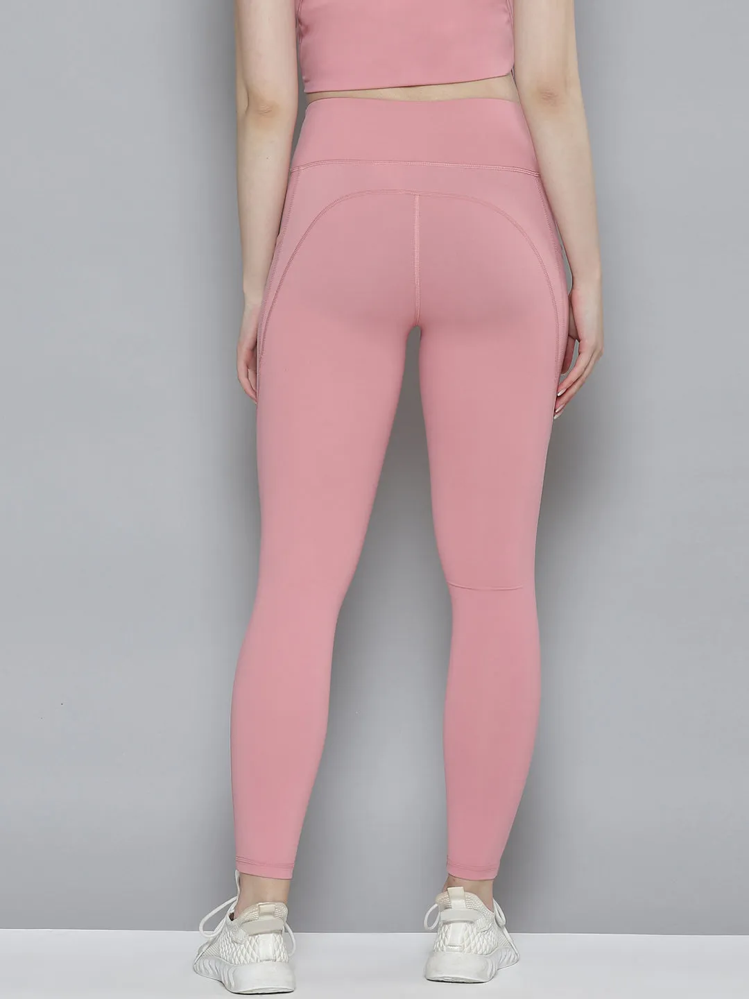 Women's Pink Solid Quick Dry Tights