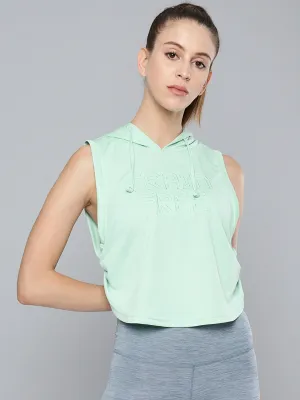 Women's Sea Green Embroidered Side Twist Hoodie