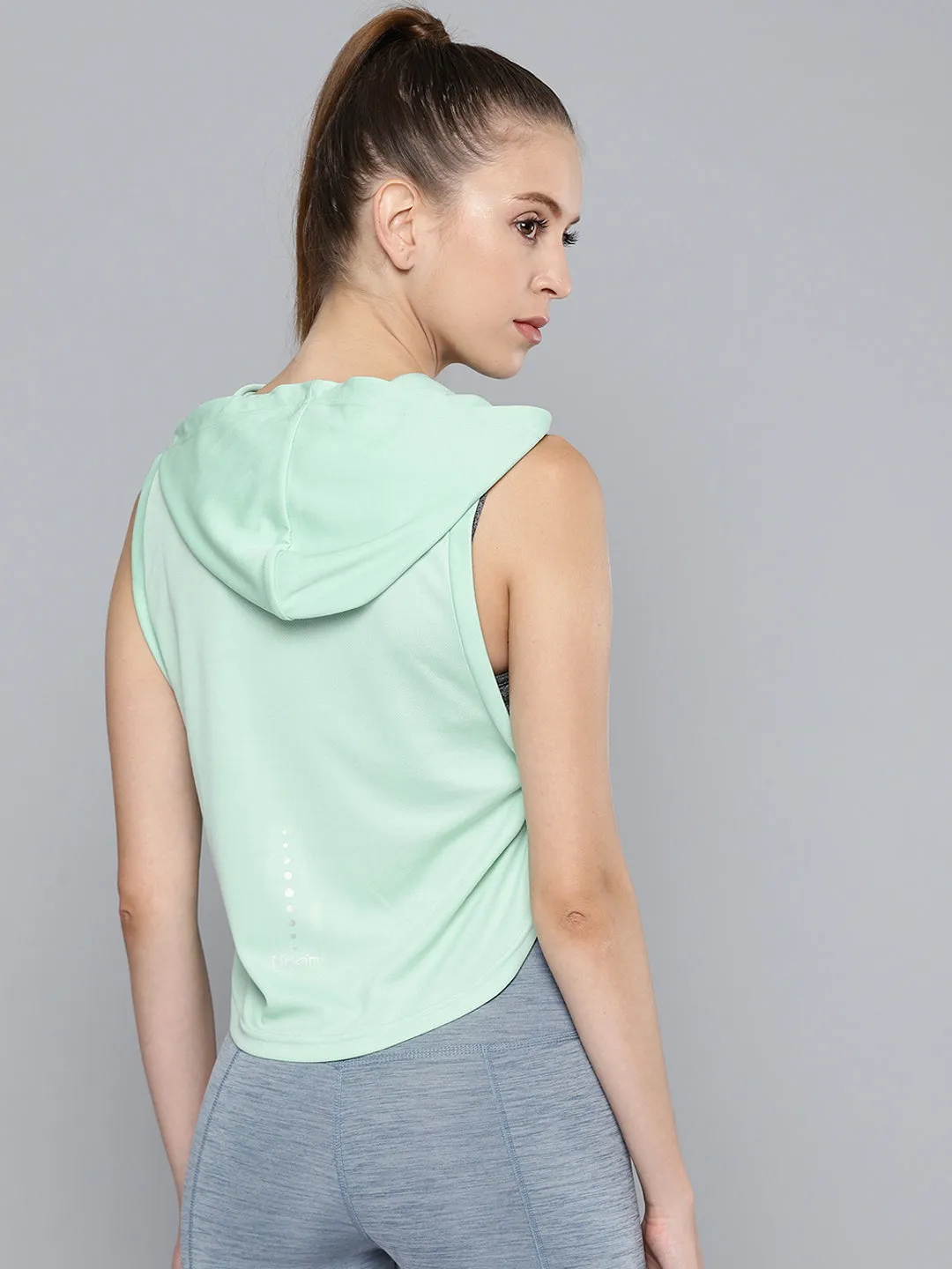 Women's Sea Green Embroidered Side Twist Hoodie