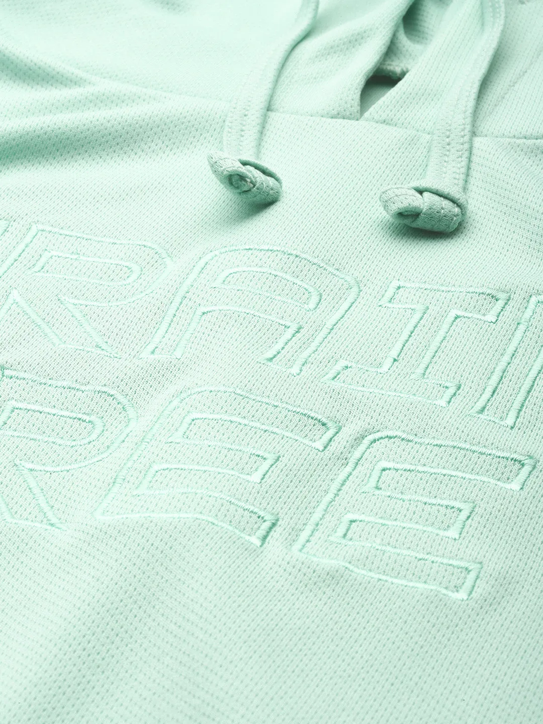 Women's Sea Green Embroidered Side Twist Hoodie