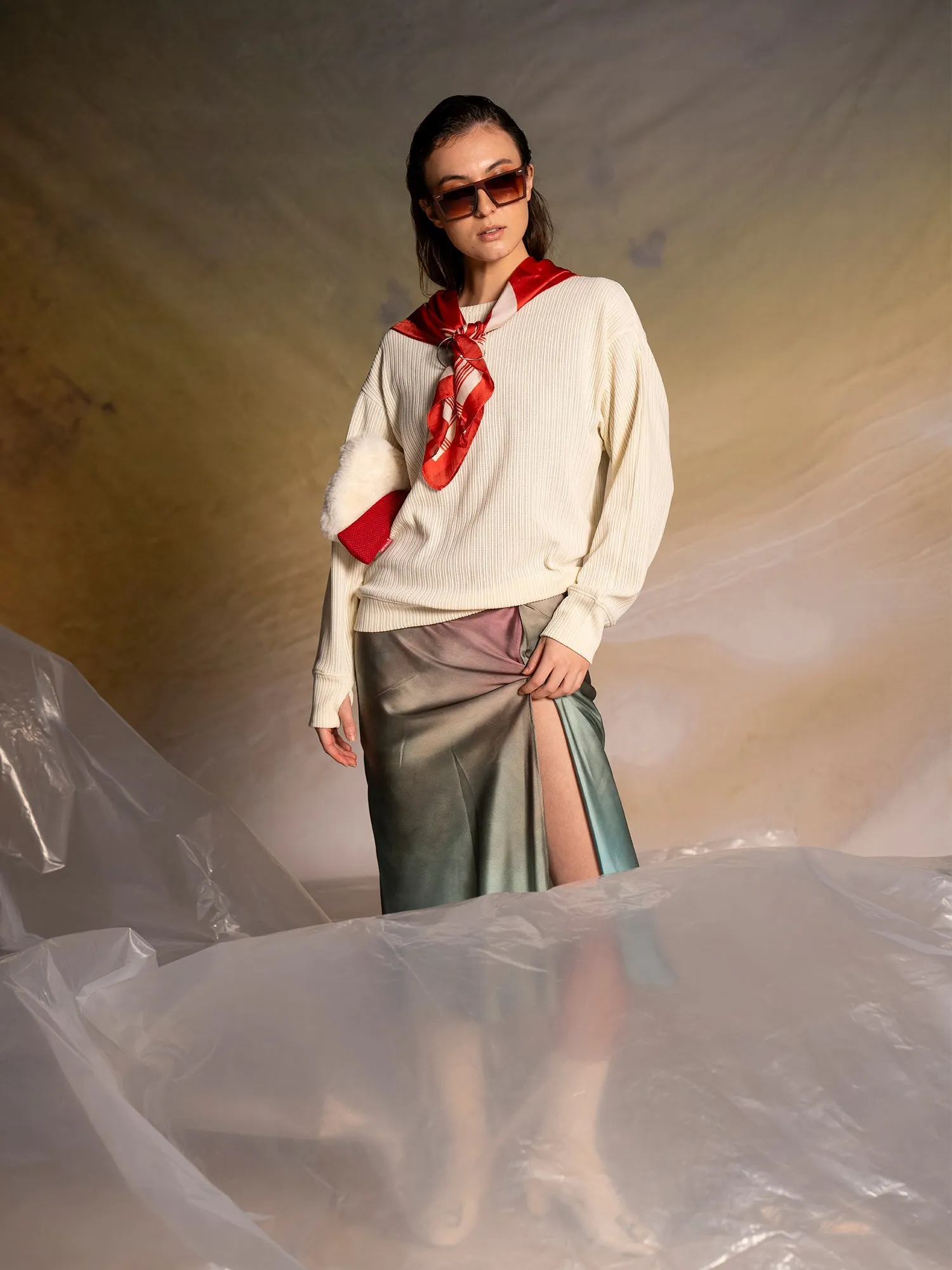 Woven texture sweatshirt
