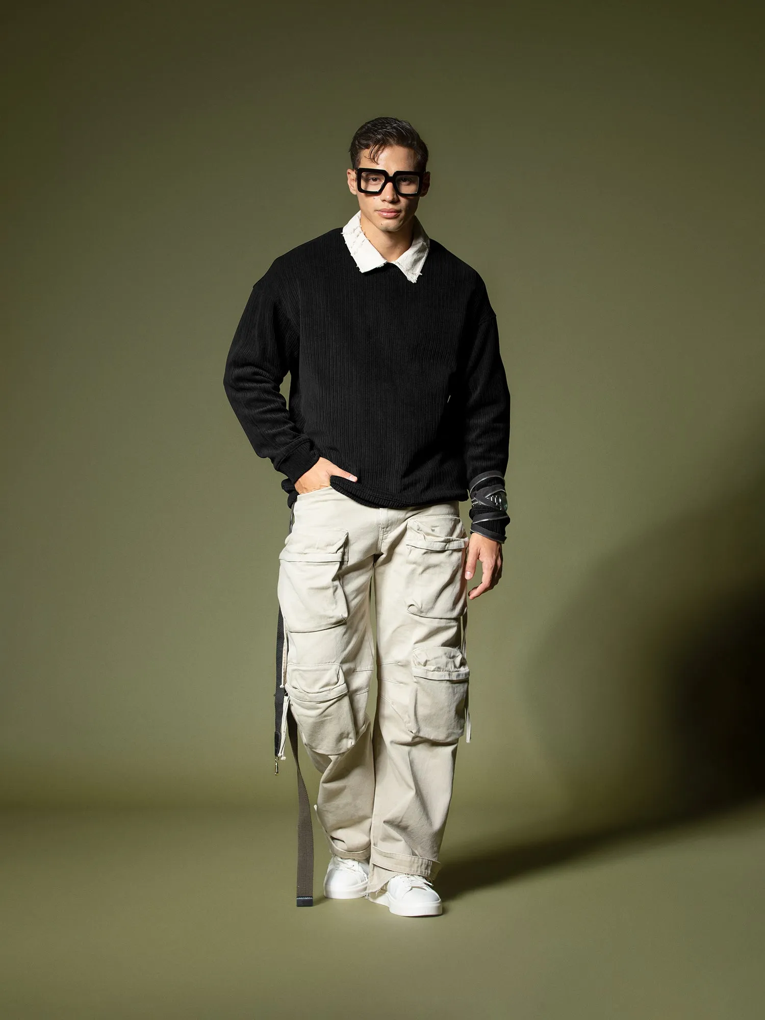Woven texture sweatshirt